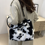 Cow Print Furry Tote Bag - All Mine Now Clothing