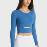 Millennia Cutout Long Sleeve Cropped Sports Top - All Mine Now Clothing