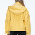 How Dare U Drawstring Hem PU Leather Zip Up Jacket - All Mine Now Clothing