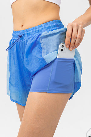 Color Block Drawstring Active Shorts - All Mine Now Clothing