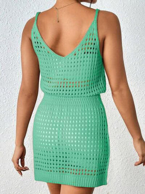 Openwork V-Neck Sleeveless Cover Up Dress - All Mine Now Clothing