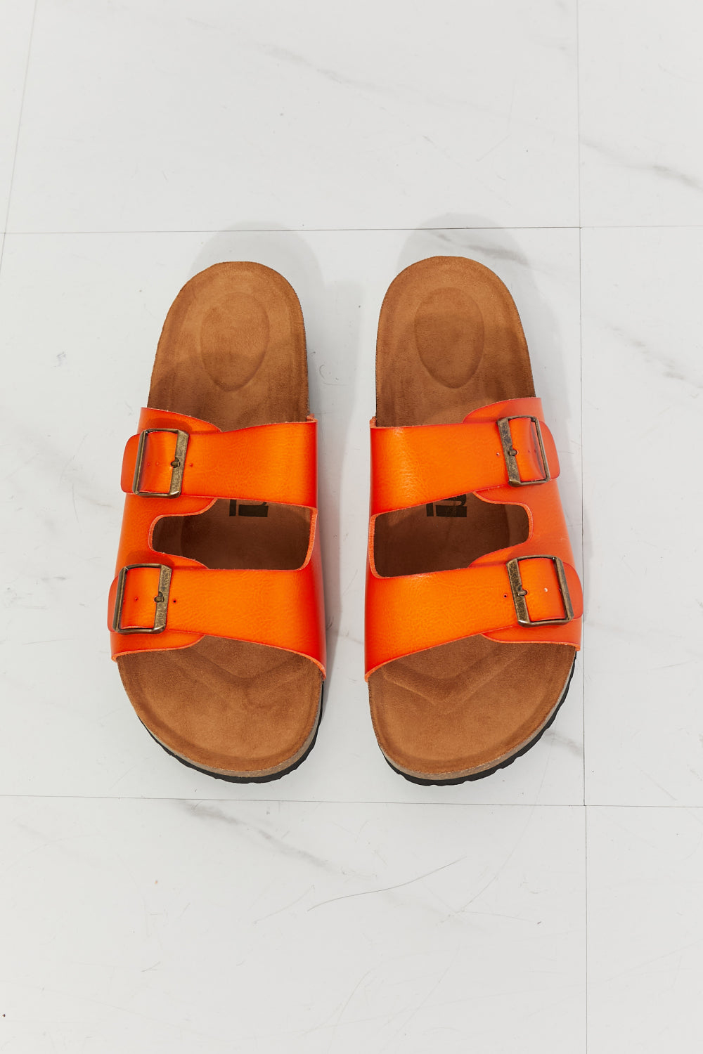 MMShoes Feeling Alive Double Banded Slide Sandals in Orange - All Mine Now Clothing