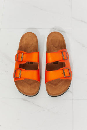 MMShoes Feeling Alive Double Banded Slide Sandals in Orange - All Mine Now Clothing