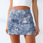 Quick-Dry Tie-Dye Wide Waistband Active Tennis Skirt - All Mine Now Clothing