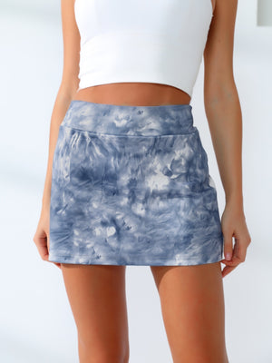 Quick-Dry Tie-Dye Wide Waistband Active Tennis Skirt - All Mine Now Clothing