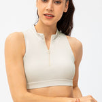 Full Size Cropped Cutout Back Zipper Front Active Tank Top - All Mine Now Clothing