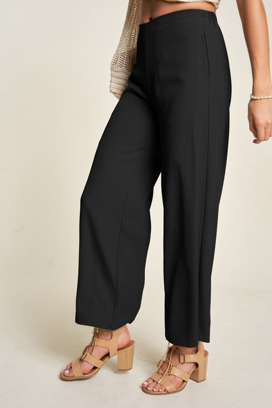 Davi & Dani Wide Leg Mid-Rise Pants - All Mine Now Clothing