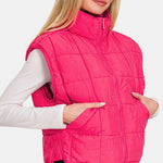 Zenana Zip Up Cropped Puffer Vest with Pockets - All Mine Now Clothing