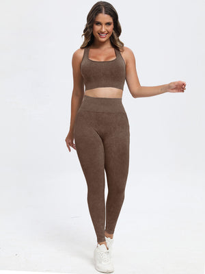 Scoop Neck Wide Strap Top and Pants Active Set - All Mine Now Clothing