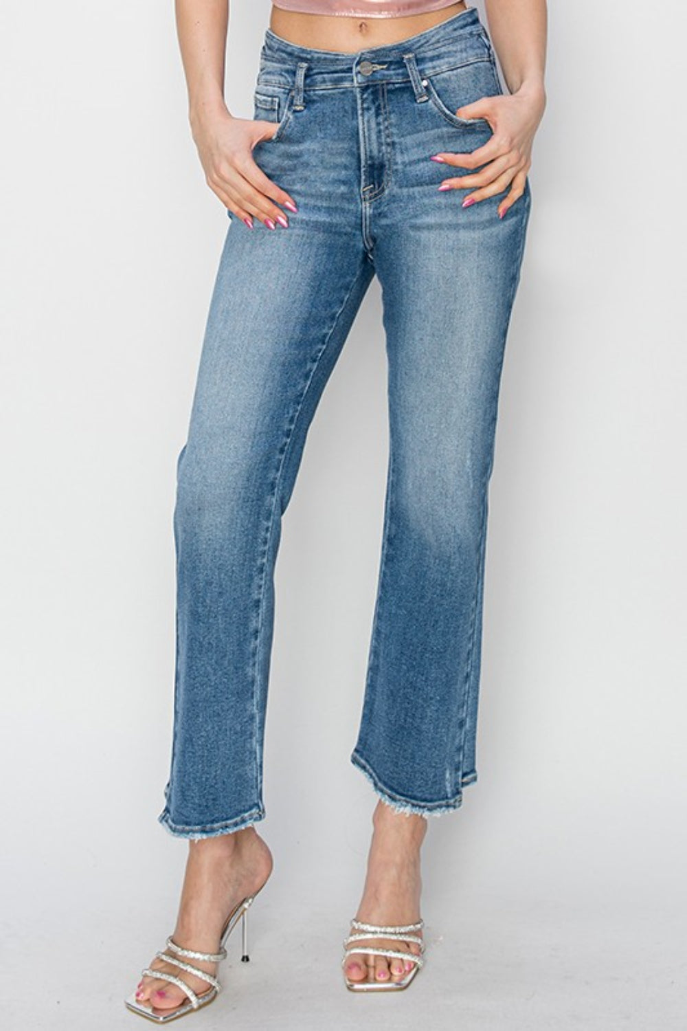 RISEN High Rise Slim Straight Jeans - All Mine Now Clothing