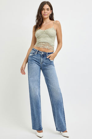 RISEN Full Size High Rise Straight Leg Jeans with Pockets Trendsi