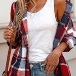 Plaid Button Up Hooded Shacket - All Mine Now Clothing