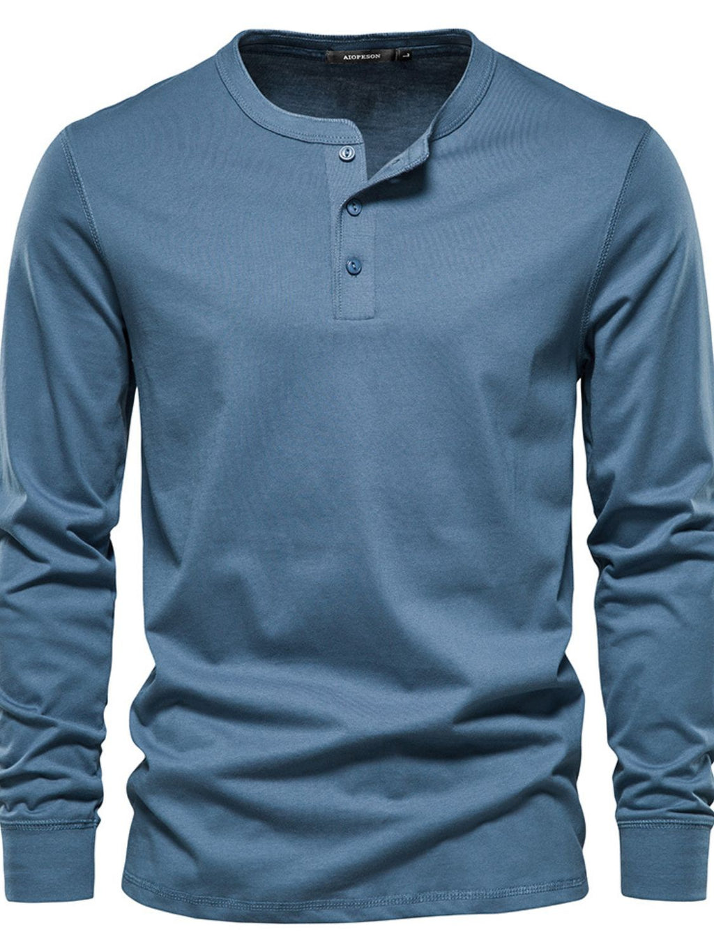 Men's Plus Size Quarter Button Long Sleeve T-Shirt