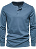 Men's Plus Size Quarter Button Long Sleeve T-Shirt