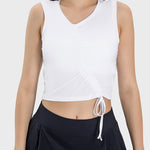 Millennia Drawstring Ruched Wide Strap Active Tank - All Mine Now Clothing