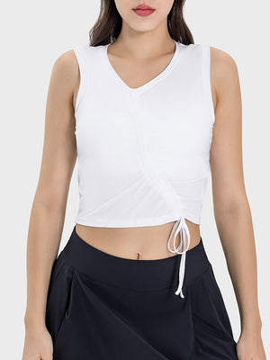 Millennia Drawstring Ruched Wide Strap Active Tank - All Mine Now Clothing