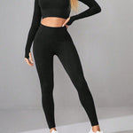 Mock Neck Long Sleeve Top and Leggings Active Set - All Mine Now Clothing