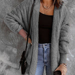 Open Front Hooded Faux Fur Outwear with Pockets - All Mine Now Clothing