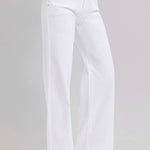 RISEN Full Size Tummy Control Double Button Wide Leg Jeans Trendsi