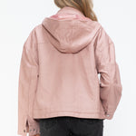 How Dare U Drawstring Hem PU Leather Zip Up Jacket - All Mine Now Clothing