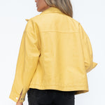 How Dare U Drawstring Hem PU Leather Zip Up Jacket - All Mine Now Clothing