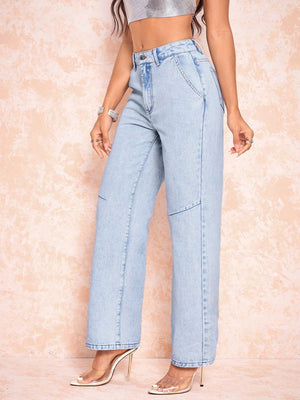 Straight Leg Jeans with Pockets - All Mine Now Clothing