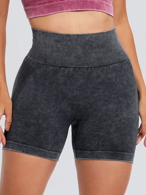 Washed High Waist Active Shorts - All Mine Now Clothing