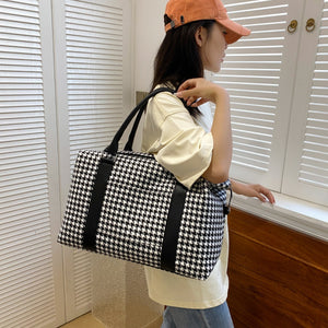 Houndstooth Canvas Travel Bag - All Mine Now Clothing