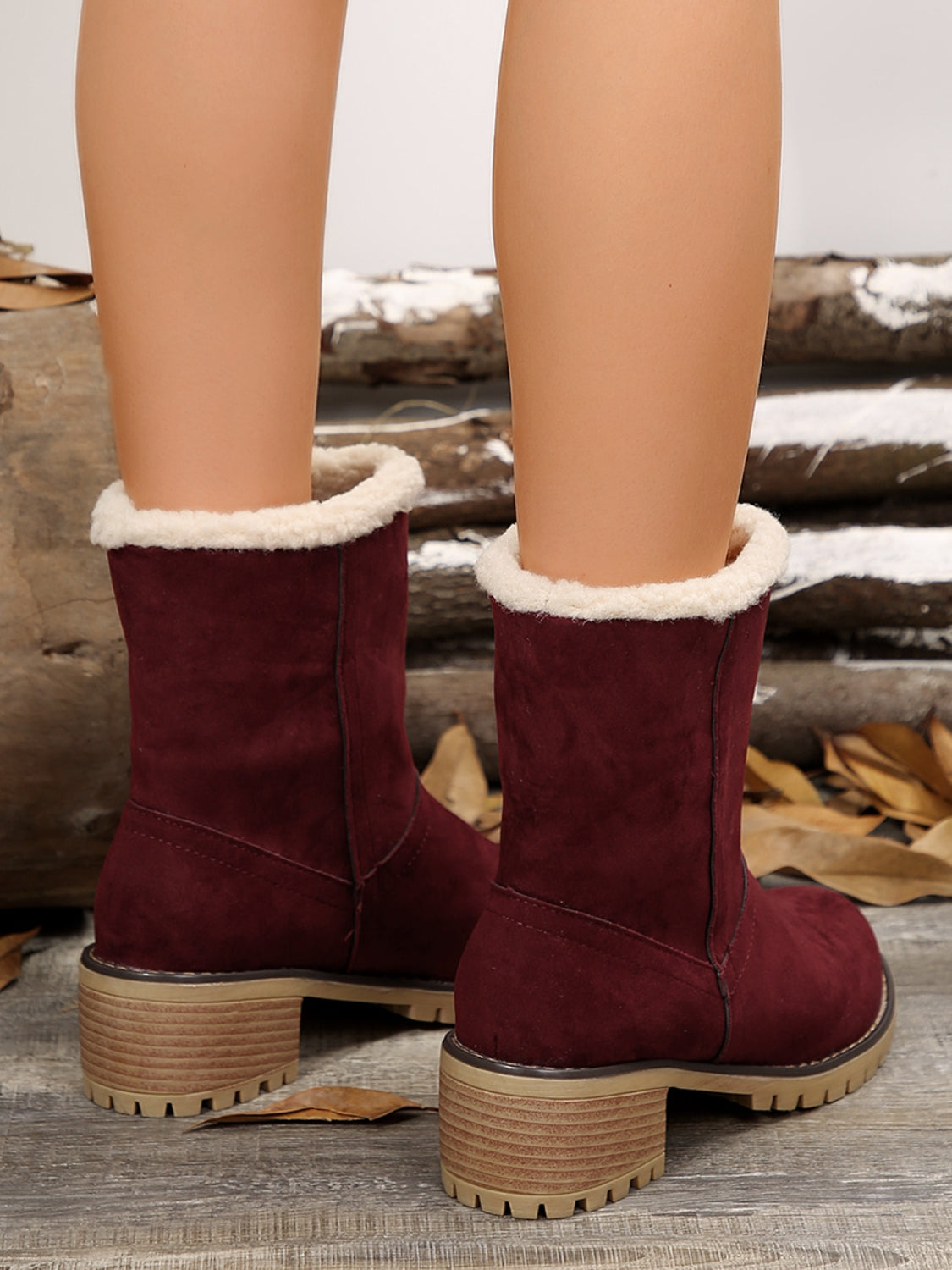 Thermal Fuzzy Block Heel Boots - All Mine Now Clothing