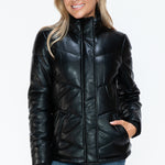 Snobbish Pocketed Zip Up Turtleneck Puffer Jacket - All Mine Now Clothing