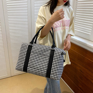 Houndstooth Canvas Travel Bag - All Mine Now Clothing