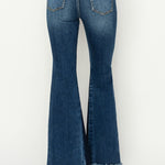 RISEN Full Size High Rise Side Shadow Seam Detail Slit Flare Jeans Trendsi