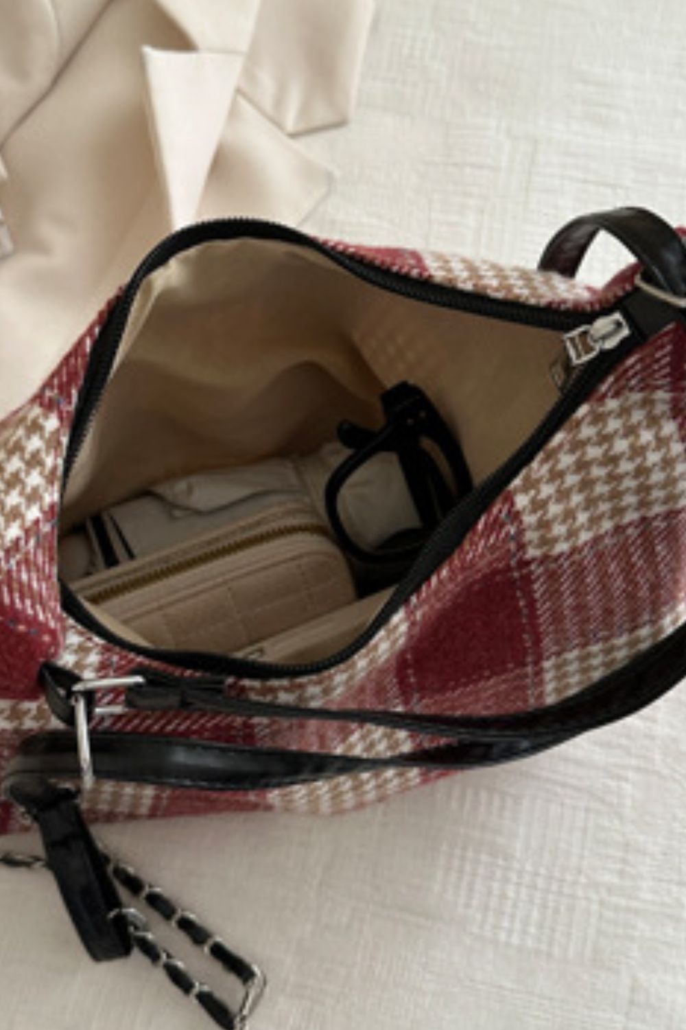 Plaid Adjustable Strap Handbag - All Mine Now Clothing