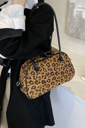 Leopard Suede Medium Shoulder Bag - All Mine Now Clothing