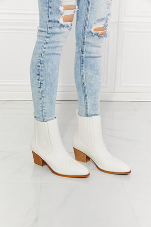 MMShoes Love the Journey Stacked Heel Chelsea Boot in White - All Mine Now Clothing