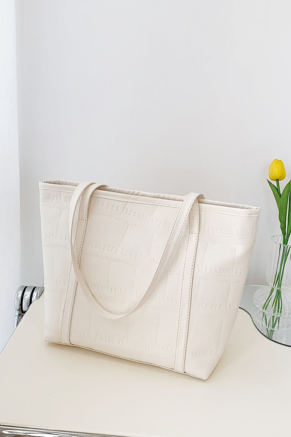 Textured PU Leather Handbag - All Mine Now Clothing