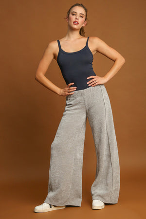 Umgee Elastic Waist Wide Leg Pants - All Mine Now Clothing