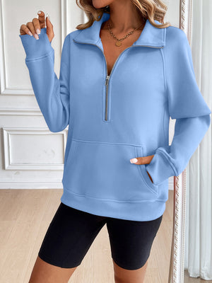 Ivy Lane Half Zip Raglan Sleeve Sweatshirt - All Mine Now Clothing