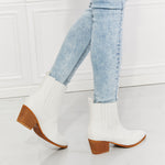 MMShoes Love the Journey Stacked Heel Chelsea Boot in White - All Mine Now Clothing