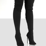 Point Toe Over Knee Stiletto Boots - All Mine Now Clothing