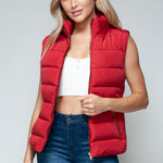 Snobbish Zip Up Turtleneck Vest with Pockets Trendsi