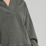 Umgee Johnny Collar Dropped Shoulder Sweatshirt - All Mine Now Clothing