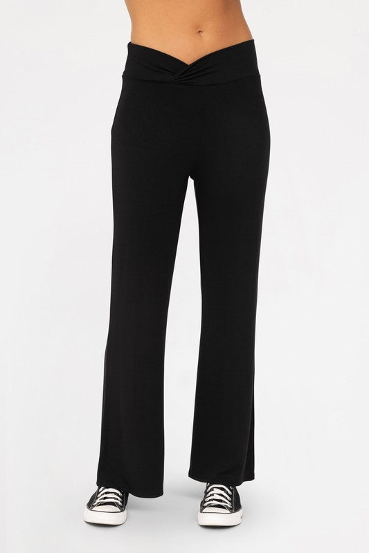 Mono B Cross Pleat Flare Pants - All Mine Now Clothing