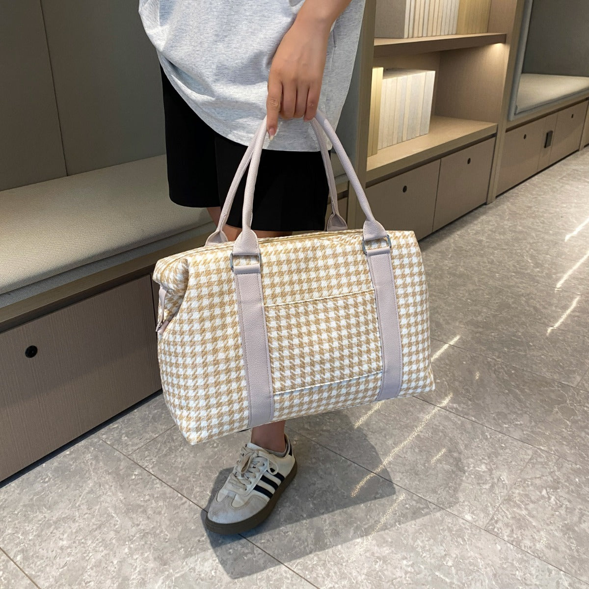 Houndstooth Canvas Travel Bag - All Mine Now Clothing