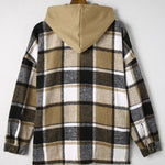 Plaid Button Up Hooded Shacket - All Mine Now Clothing