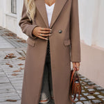 Devine Pocketed Collared Neck Long Sleeve Coat - All Mine Now Clothing