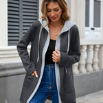 Drawstring Long Sleeve Hooded Jacket - All Mine Now Clothing