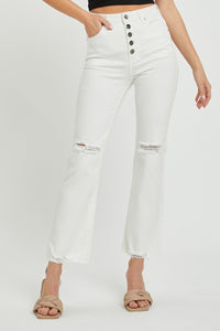 RISEN  Full Size High Rise Button Fly Straight Ankle Jeans Trendsi