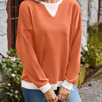 Lovelet Contrast Round Neck Long Sleeve Sweatshirt - All Mine Now Clothing