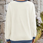 Lovelet Contrast Round Neck Long Sleeve Sweatshirt - All Mine Now Clothing